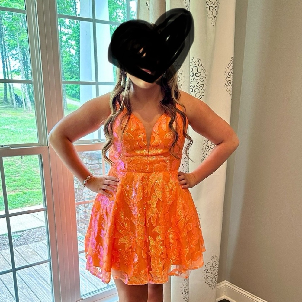 Alyce Paris Orange Beaded HOCO Dress